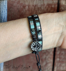 Beaded Leather Wrap Bracelets - Tile Wraps - The Bead Farm