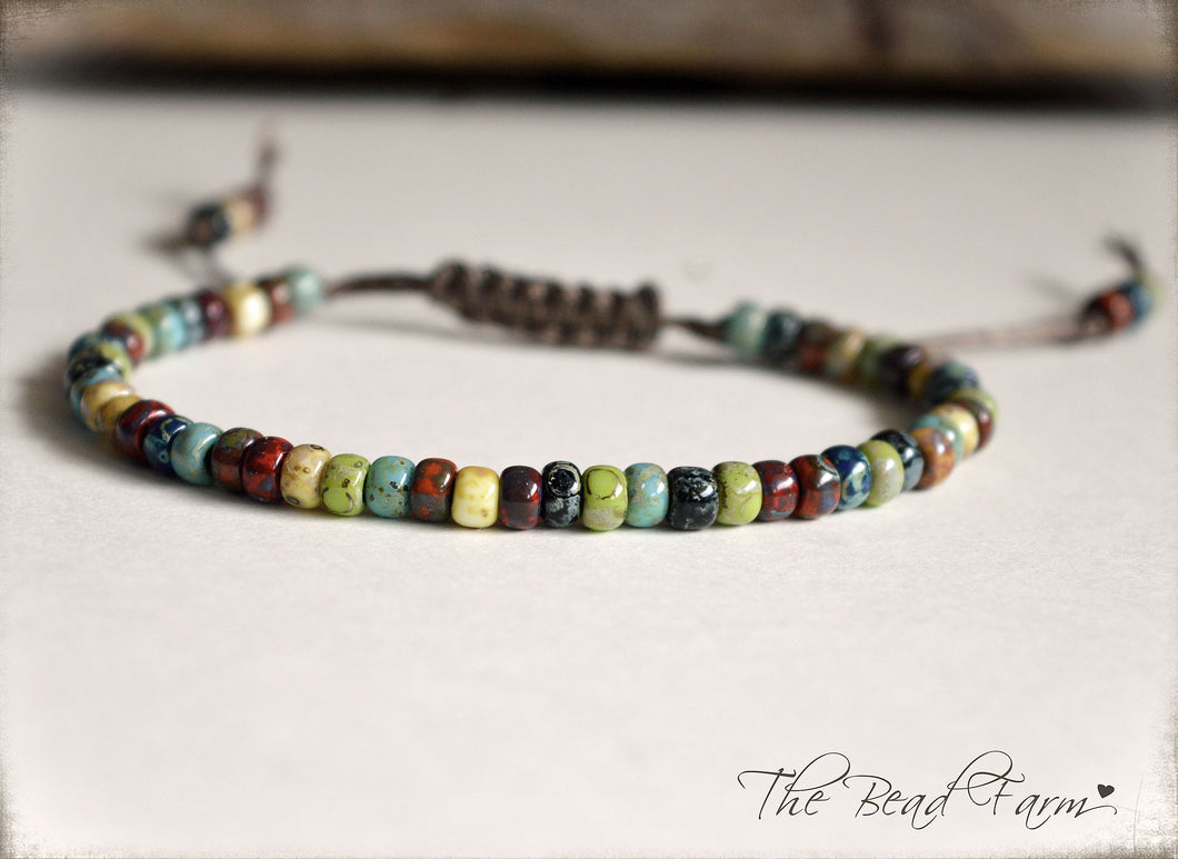 Picasso Seed Bead Bracelet- Adjustable Yoga Bracelet- The Bead Farm