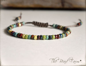 Picasso Seed Bead Bracelet- Adjustable Yoga Bracelet- The Bead Farm