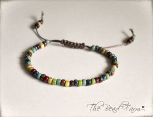 Picasso Seed Bead Bracelet- Adjustable Yoga Bracelet- The Bead Farm