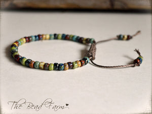 Picasso Seed Bead Bracelet- Adjustable Yoga Bracelet- The Bead Farm