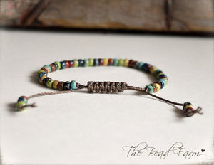 Picasso Seed Bead Bracelet- Adjustable Yoga Bracelet- The Bead Farm