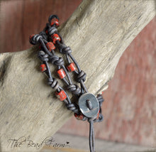Load image into Gallery viewer, Knotted Leather Wrap Bracelet with Beads - The Bead Farm
