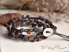 Load image into Gallery viewer, Knotted Leather Wrap Bracelet with Beads - The Bead Farm
