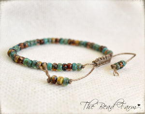 Picasso Seed Bead Bracelet- Adjustable Yoga Bracelet- The Bead Farm