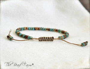 Picasso Seed Bead Bracelet- Adjustable Yoga Bracelet- The Bead Farm