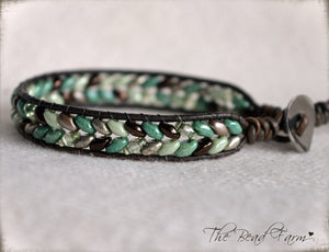 Women’s Leather Wrap Bracelet – Superduo Wraps – The Bead Farm