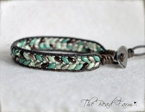 Women’s Leather Wrap Bracelet – Superduo Wraps – The Bead Farm