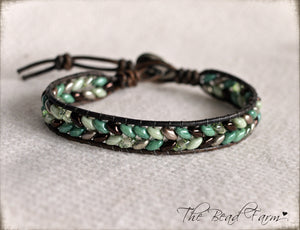 Women’s Leather Wrap Bracelet – Superduo Wraps – The Bead Farm