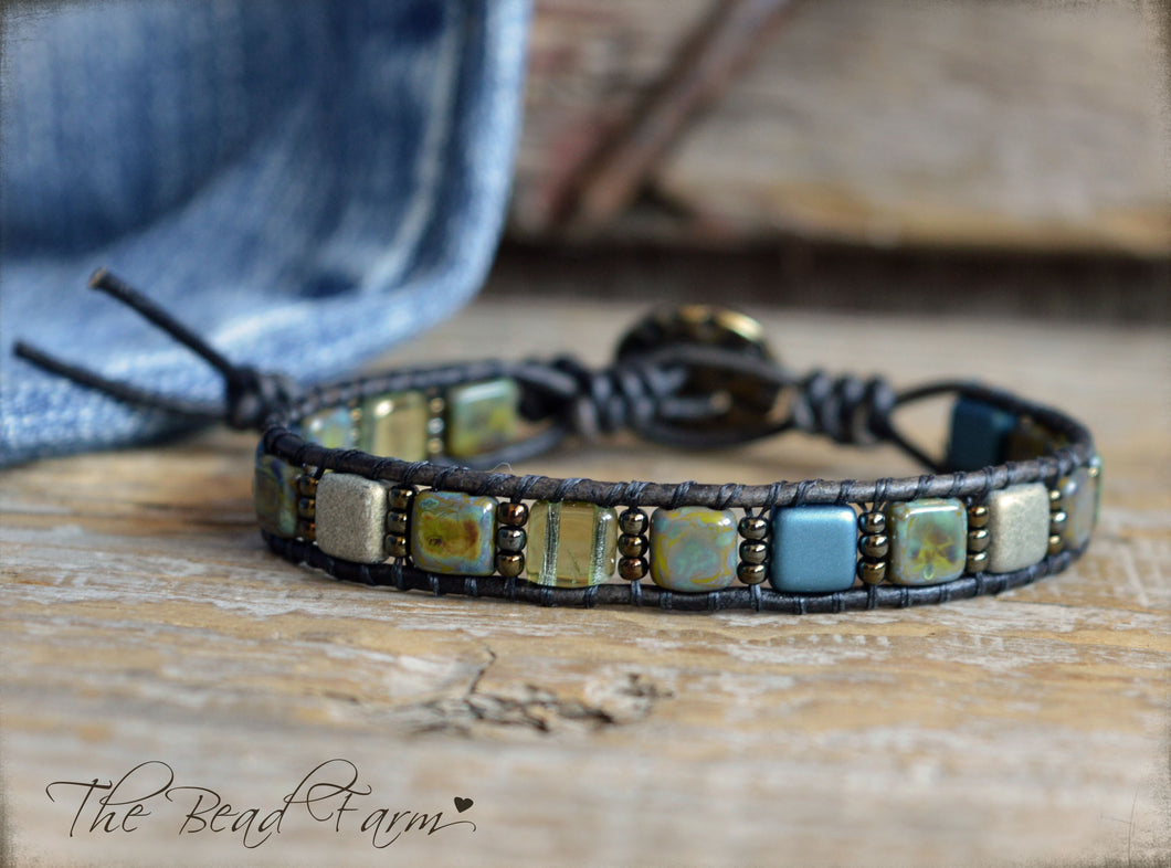 Leather Wrap Bracelet - Tile Wraps - The Bead Farm