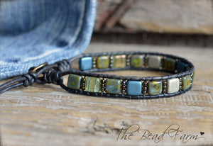 Leather Wrap Bracelet - Tile Wraps - The Bead Farm