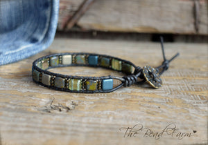 Leather Wrap Bracelet - Tile Wraps - The Bead Farm