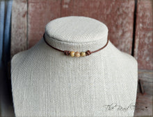 Load image into Gallery viewer, Leather Choker with Natural Stones - Boho Style Choker Necklace for Women - The Bead Farm
