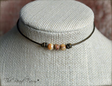 Load image into Gallery viewer, Leather Choker with Natural Stones - Boho Style Choker Necklace for Women - The Bead Farm
