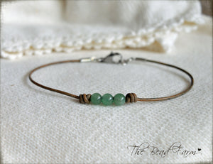 Leather Anklet with Natural Stones - Boho Style Anklet for Women - The Bead Farm