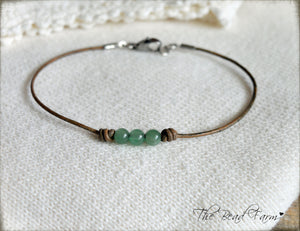 Leather Anklet with Natural Stones - Boho Style Anklet for Women - The Bead Farm