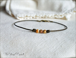 Leather Anklet with Natural Stones - Boho Style Anklet for Women - The Bead Farm