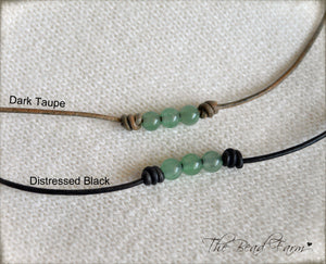 Leather Choker with Natural Stones - Boho Style Choker Necklace for Women - The Bead Farm