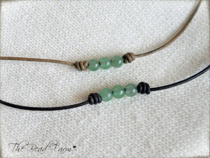 Leather Anklet with Natural Stones - Boho Style Anklet for Women - The Bead Farm