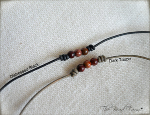 Leather Choker with Natural Stones - Boho Style Choker Necklace for Women - The Bead Farm