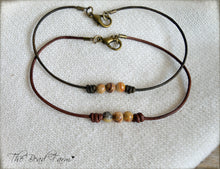 Load image into Gallery viewer, Leather Anklet with Natural Stones - Boho Style Anklet for Women - The Bead Farm
