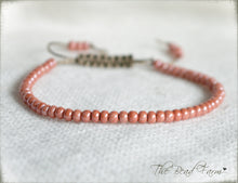 Load image into Gallery viewer, Salmon Pink Yoga Bracelet- Adjustable Yoga Bracelets- The Bead Farm
