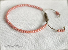 Load image into Gallery viewer, Salmon Pink Yoga Bracelet- Adjustable Yoga Bracelets- The Bead Farm
