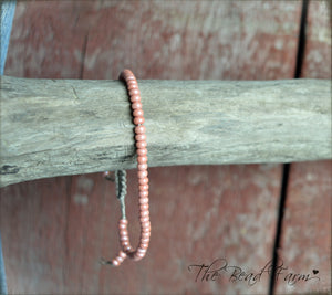 Salmon Pink Yoga Bracelet- Adjustable Yoga Bracelets- The Bead Farm