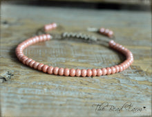 Load image into Gallery viewer, Salmon Pink Yoga Bracelet- Adjustable Yoga Bracelets- The Bead Farm
