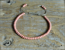 Load image into Gallery viewer, Salmon Pink Yoga Bracelet- Adjustable Yoga Bracelets- The Bead Farm
