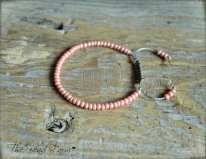 Salmon Pink Yoga Bracelet- Adjustable Yoga Bracelets- The Bead Farm