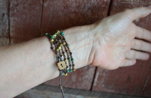 Hand Crocheted Boho Triple Wrap Bracelet - The Bead Farm