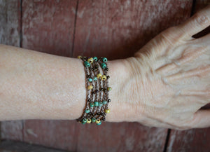 Hand Crocheted Boho Triple Wrap Bracelet - The Bead Farm