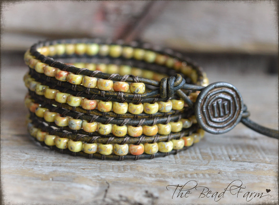 Leather Wrap Bracelet - Seed Bead Wraps - The Bead Farm