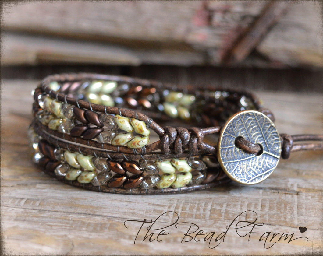 Leather Wrap Bracelet- Superduo Wraps - The Bead Farm