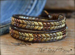 Leather Wrap Bracelet- Superduo Wraps - The Bead Farm