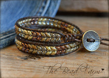 Load image into Gallery viewer, Leather Wrap Bracelet- Superduo Wraps - The Bead Farm
