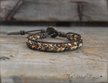 Load image into Gallery viewer, Superduo Beaded Leather Cuff Bracelet in Earthtones - The Bead Farm
