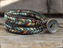 Load image into Gallery viewer, Beaded Leather Wrap Bracelet- Superduo Wraps- The Bead Farm
