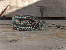 Load image into Gallery viewer, Beaded Leather Wrap Bracelet- Superduo Wraps- The Bead Farm
