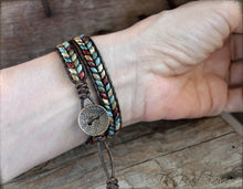 Load image into Gallery viewer, Beaded Leather Wrap Bracelet- Superduo Wraps- The Bead Farm
