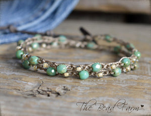 Boho Style Crocheted Necklace / Wrap Bracelet - The Bead Farm