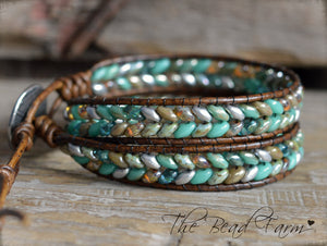 Leather Bracelet Wrap - Superduo Wraps - The Bead Farm