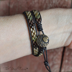 Leather Wrap Bracelet- Superduo Wraps - The Bead Farm