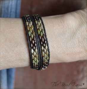 Leather Wrap Bracelet- Superduo Wraps - The Bead Farm