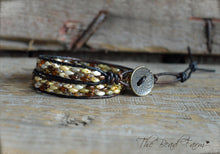 Load image into Gallery viewer, Beaded Leather Wrap Bracelet - Superduo Wraps - The Bead Farm
