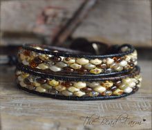 Load image into Gallery viewer, Beaded Leather Wrap Bracelet - Superduo Wraps - The Bead Farm
