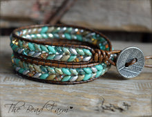 Load image into Gallery viewer, Leather Bracelet Wrap - Superduo Wraps - The Bead Farm
