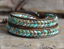 Load image into Gallery viewer, Leather Bracelet Wrap - Superduo Wraps - The Bead Farm
