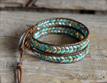 Load image into Gallery viewer, Leather Bracelet Wrap - Superduo Wraps - The Bead Farm
